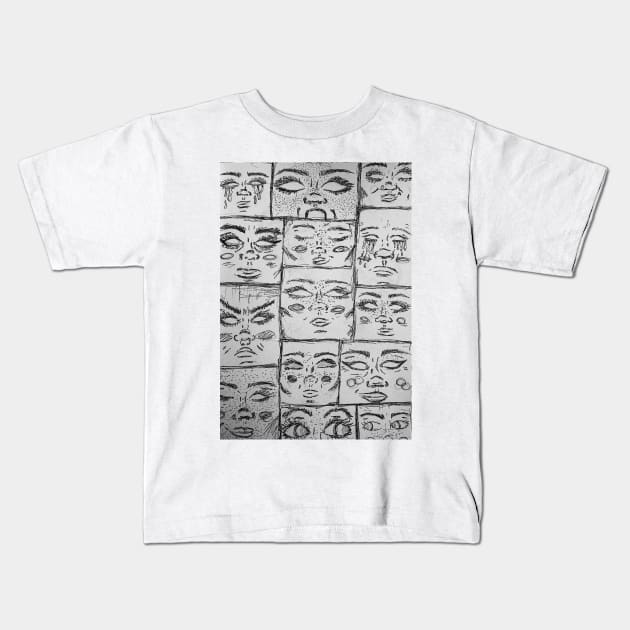 WALL OF FACES Kids T-Shirt by merelbez